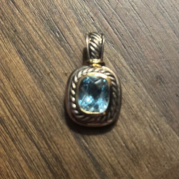 Authentic David Yurman blue topaz pendent